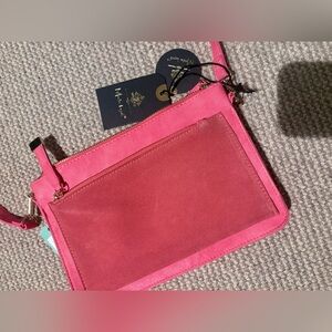 Moda Luxe Hot Pink Leather cross body purse